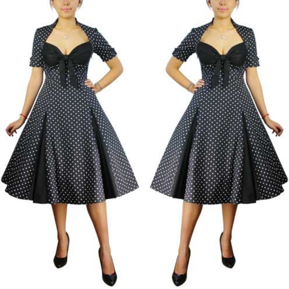 Pin Up Short Sleeve Polka Dot Dress